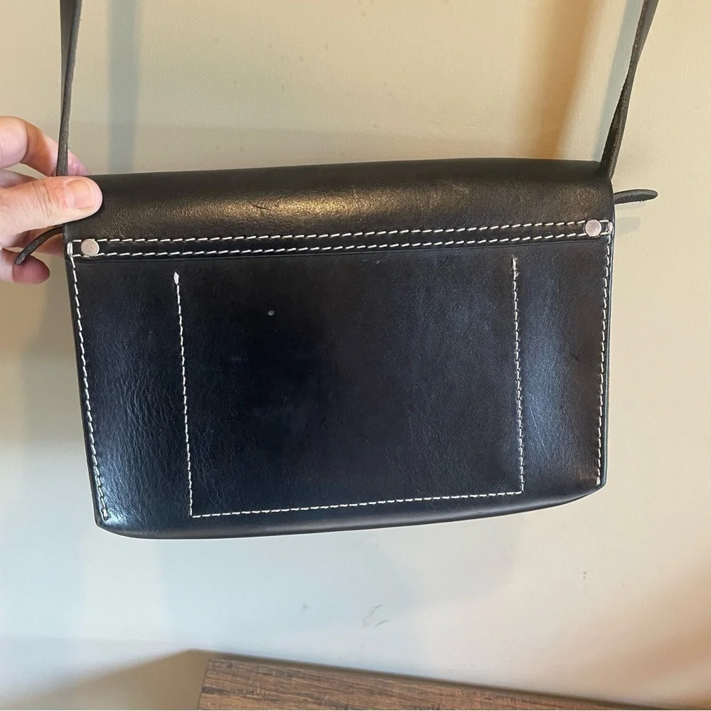 MADEWELL The Dover Black Leather Flap Crossbody
